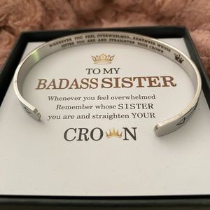 “BAD ASS SISTER” Silver Cuff Bracelet 👑 20%Off 2 item bundle!